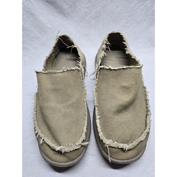 Crocs Santa Cruz Canvas Slip-On Shoes Loafers Men's 10 Tan Khaki Distressed Vibe - Picture 2 of 16